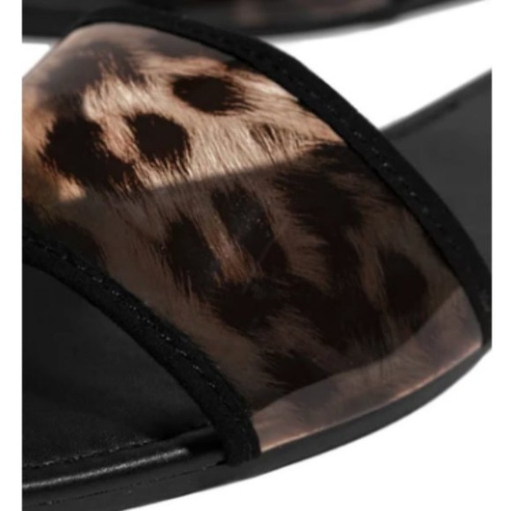 Leopard Strap Slide in Black - Picture 6 of 8
